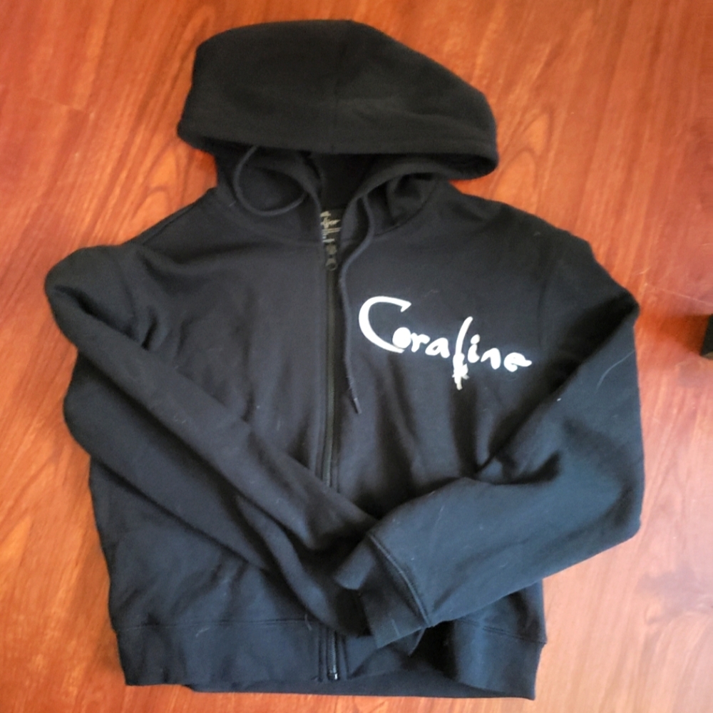 Black Coraline Hoodie Zip Up Sweater